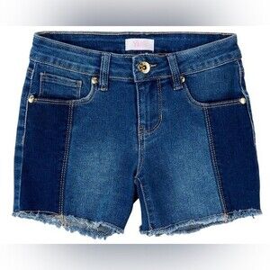 YMI NWT Big Girls Color-blocked Fray Hem Denim Jeans Shorts Size 8